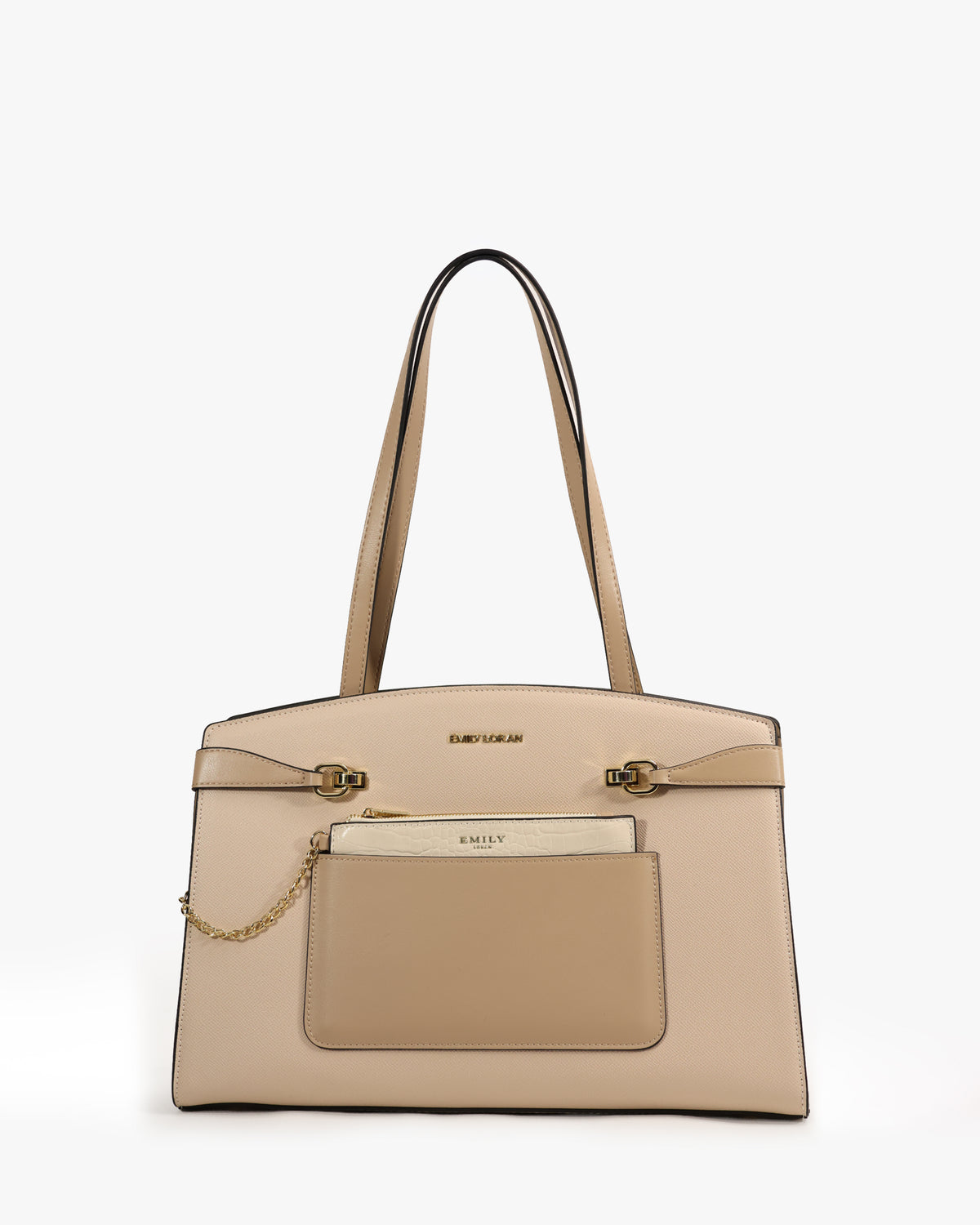 Isolde Tote — Belted Snake-Emboss Tote — Beige colorway, catalogue image 1