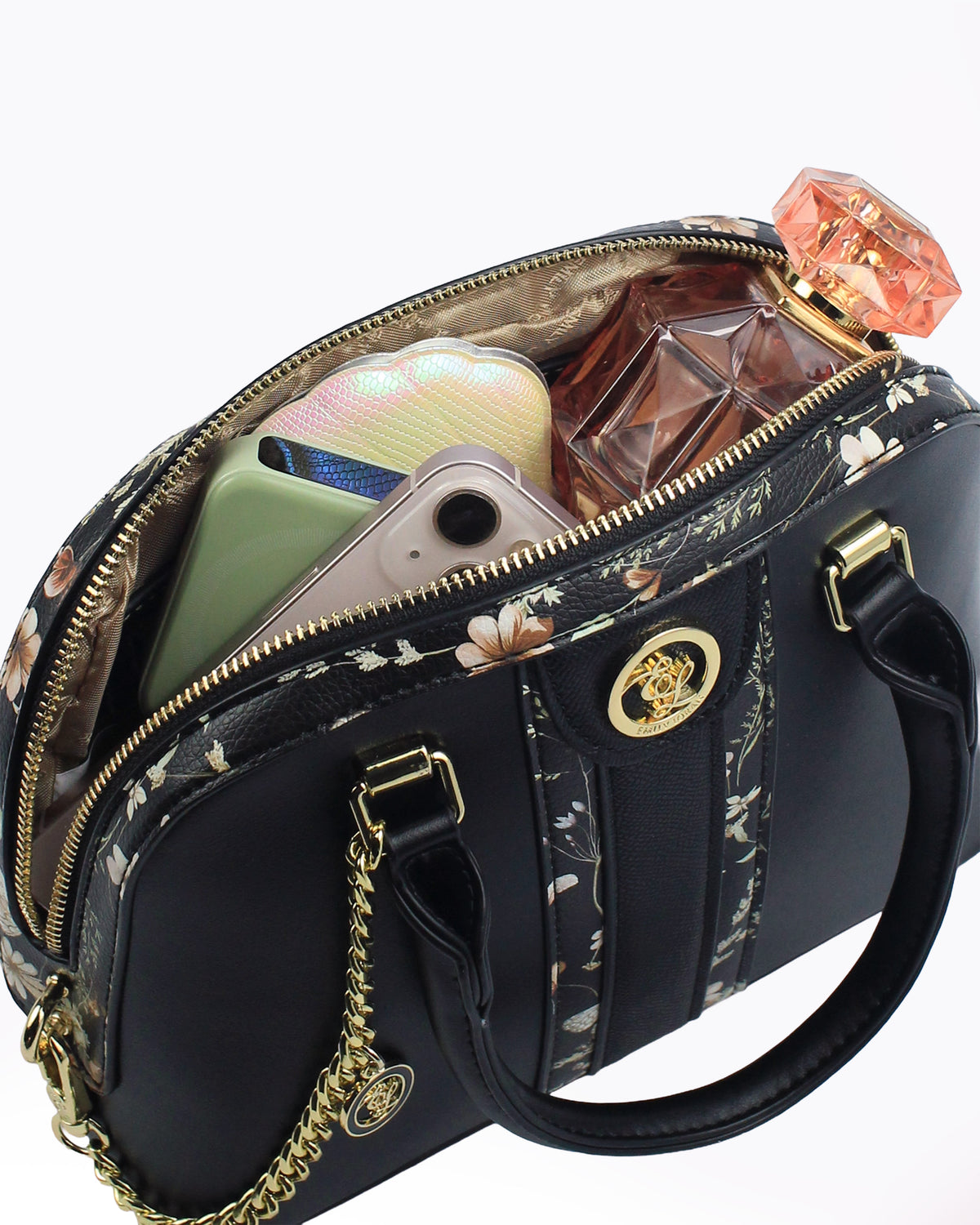 Mireya Dome Satchel — Floral Dome Satchel — Black colorway, catalogue image 5