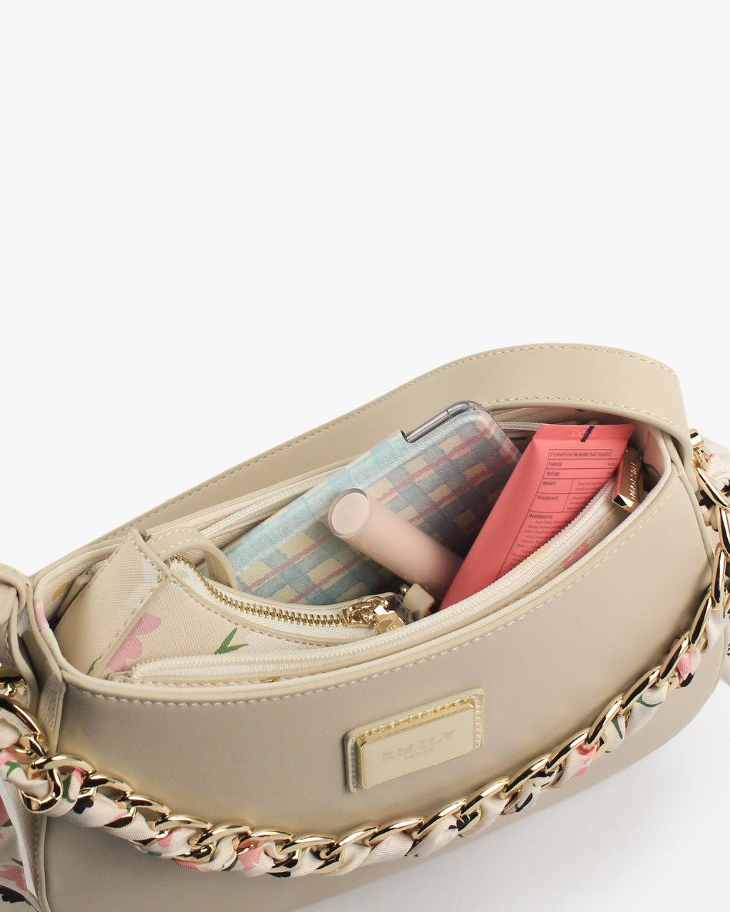 Lucia Hobo — Chain-Strap Hobo — Beige colorway, catalogue image 5