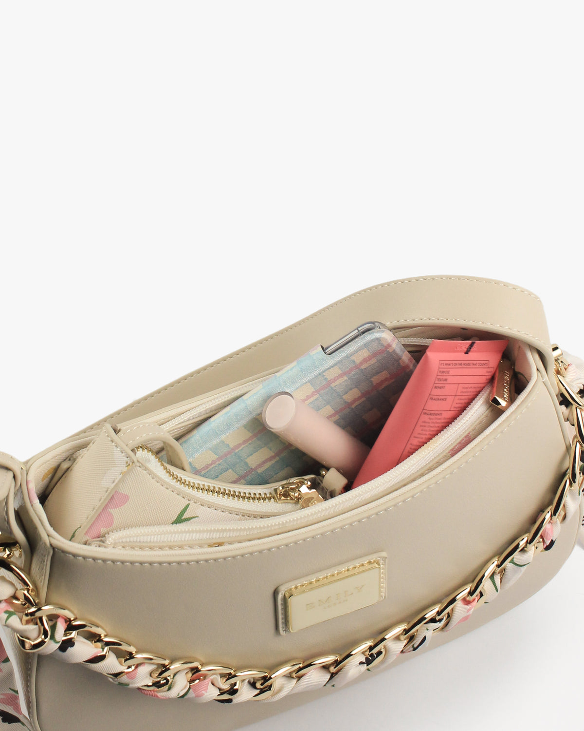 Lucia Hobo — Chain-Strap Hobo — Beige colorway, catalogue image 5
