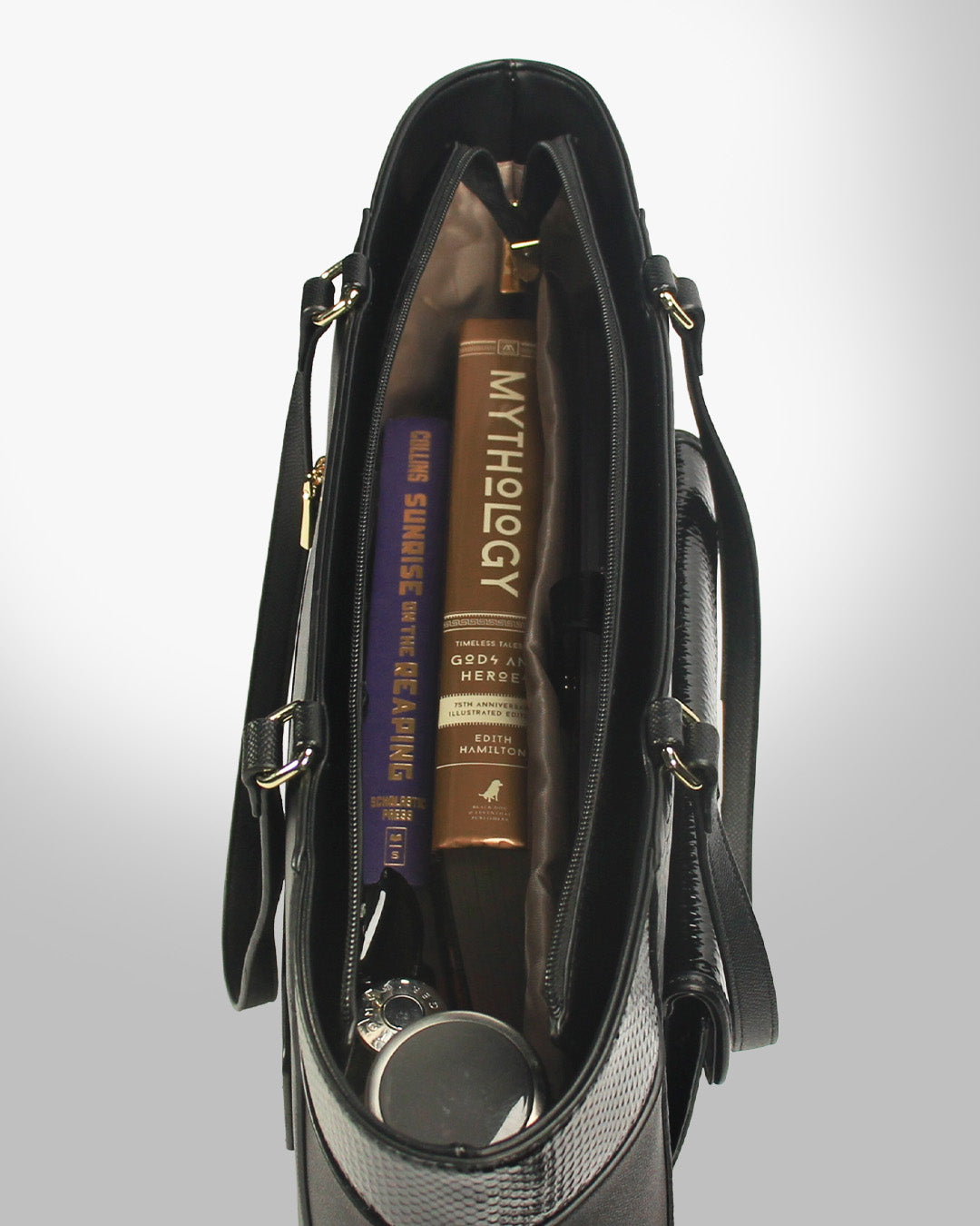 Ravenna Tote — Structured Shoulder Tote — Black colorway, catalogue image 5