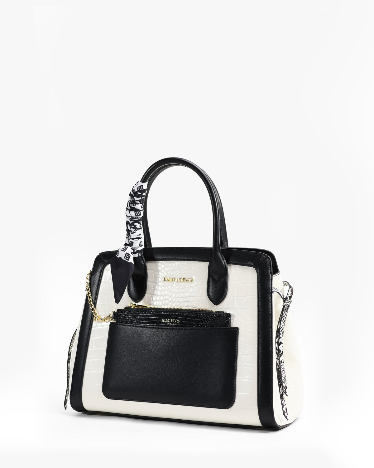 Sigrid Tote — Croc-Embossed Tote — White colorway, catalogue image 2