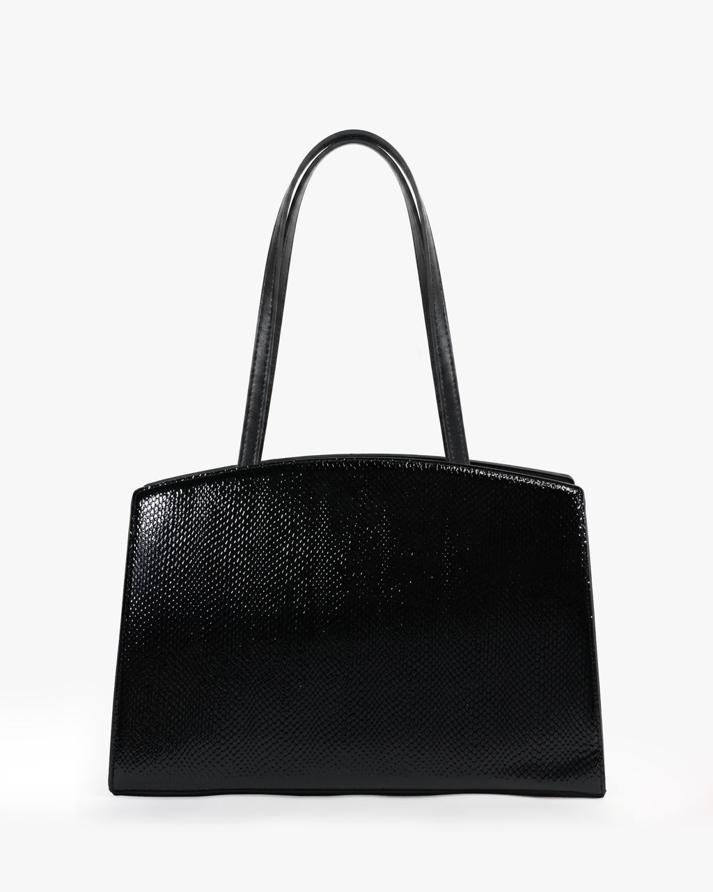 Isolde Tote — Belted Snake-Emboss Tote — Black colorway, catalogue image 4