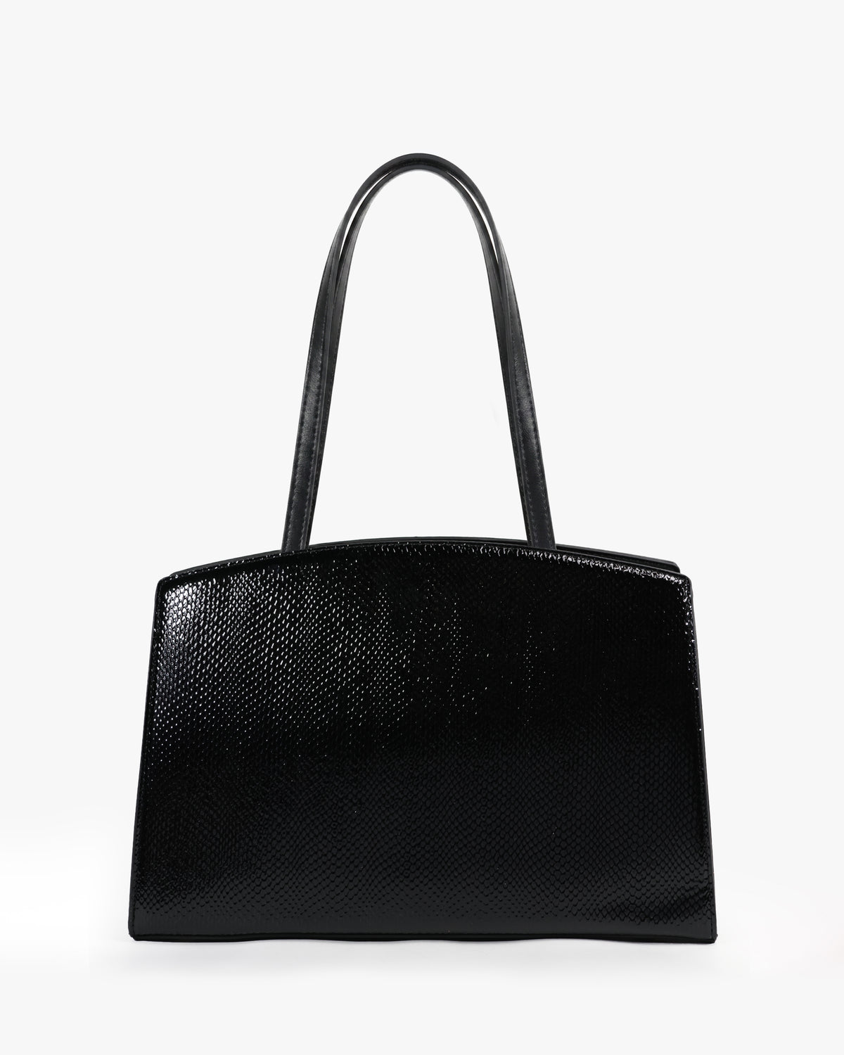 Isolde Tote — Belted Snake-Emboss Tote — Black colorway, catalogue image 4