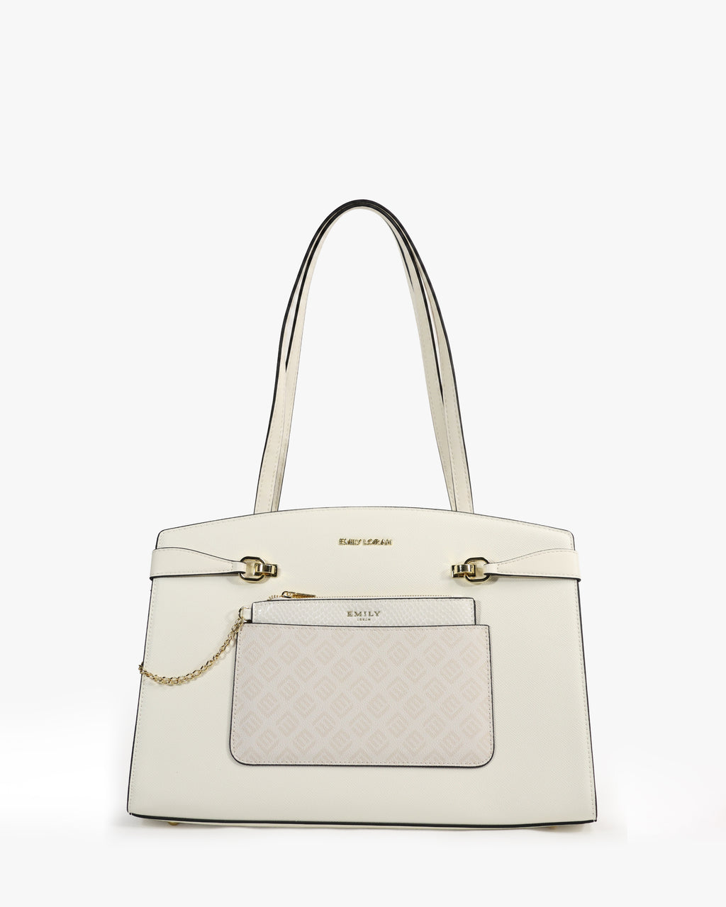 Isolde Tote — Belted Snake-Emboss Tote — White colorway, catalogue image 1
