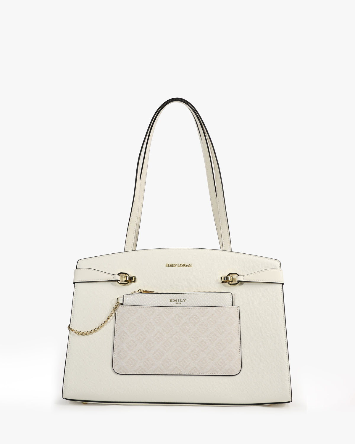 Isolde Tote — Belted Snake-Emboss Tote — White colorway, catalogue image 1