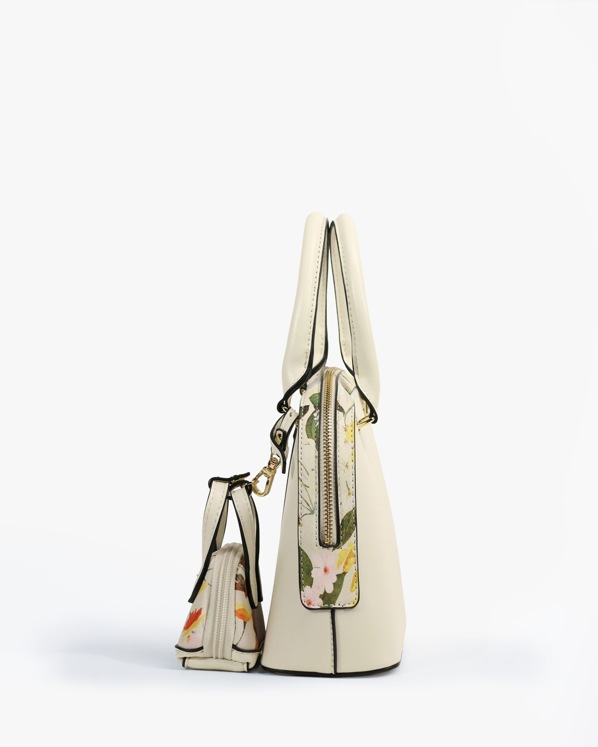 Mireya Dome Satchel — Floral Dome Satchel — White colorway, catalogue image 3