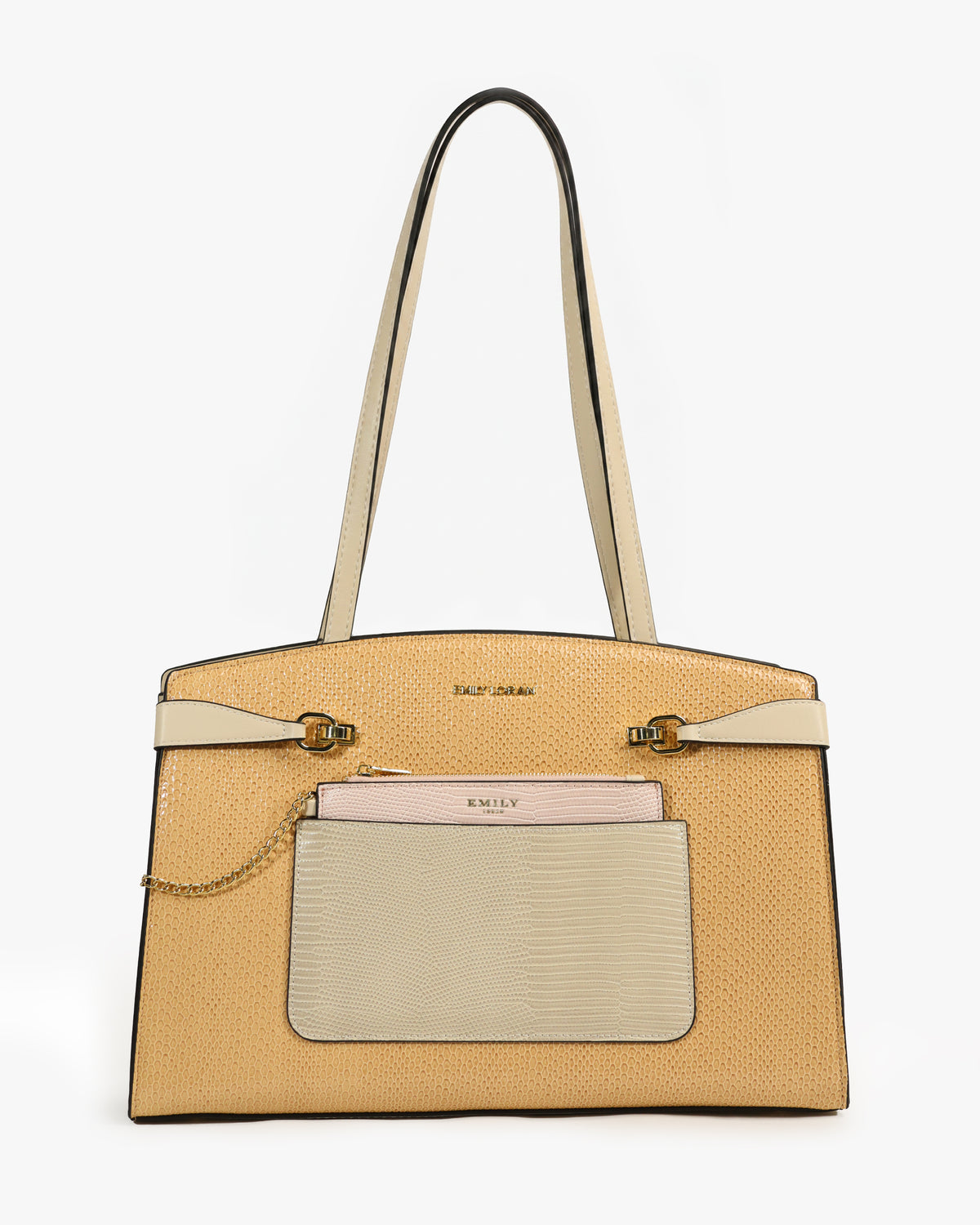 Isolde Tote — Belted Snake-Emboss Tote — Yellow colorway, catalogue image 1