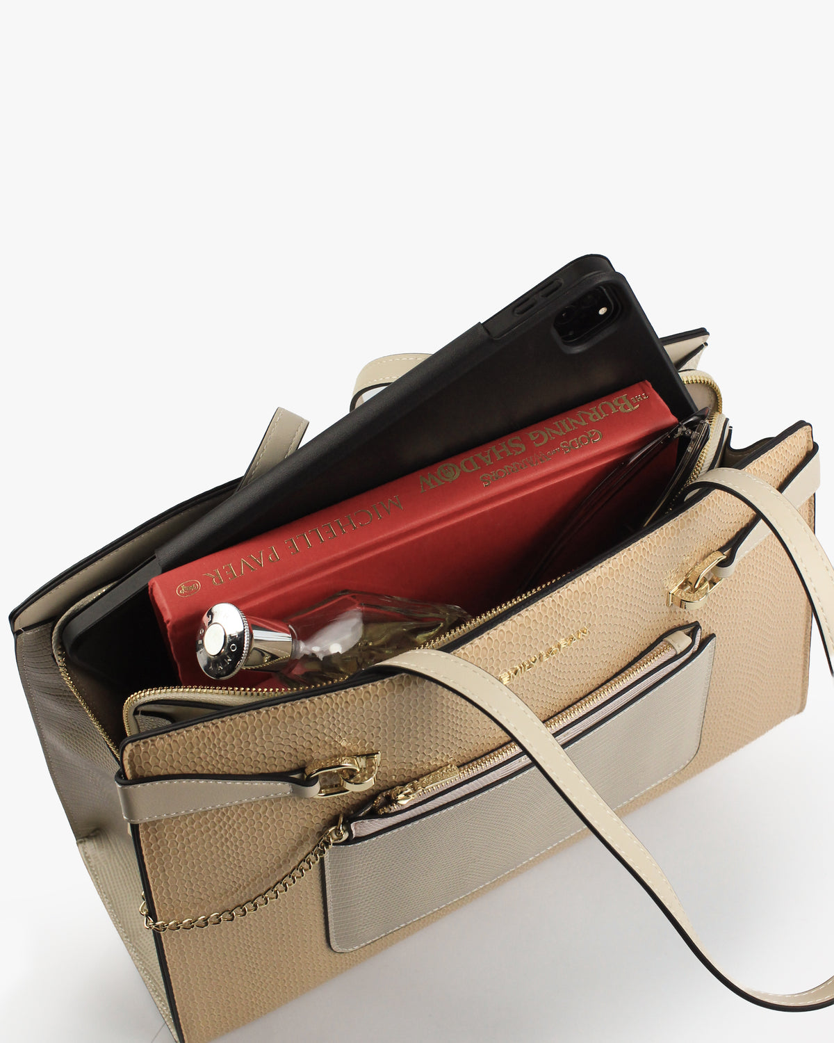 Isolde Tote — Belted Snake-Emboss Tote — Yellow colorway, catalogue image 5