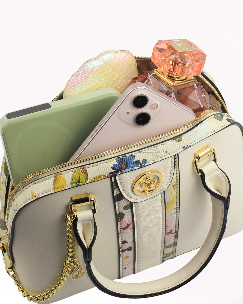 Mireya Dome Satchel — Floral Dome Satchel — White colorway, catalogue image 5