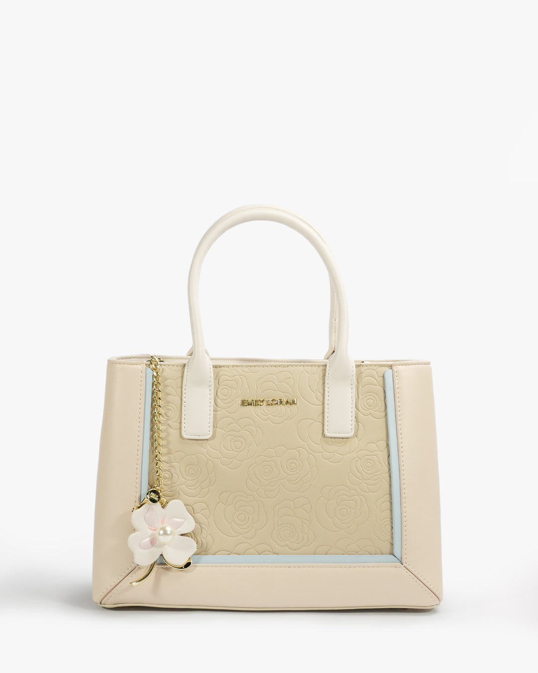 Rosette Tote — Structured Square Tote — Beige colorway, catalogue image 1