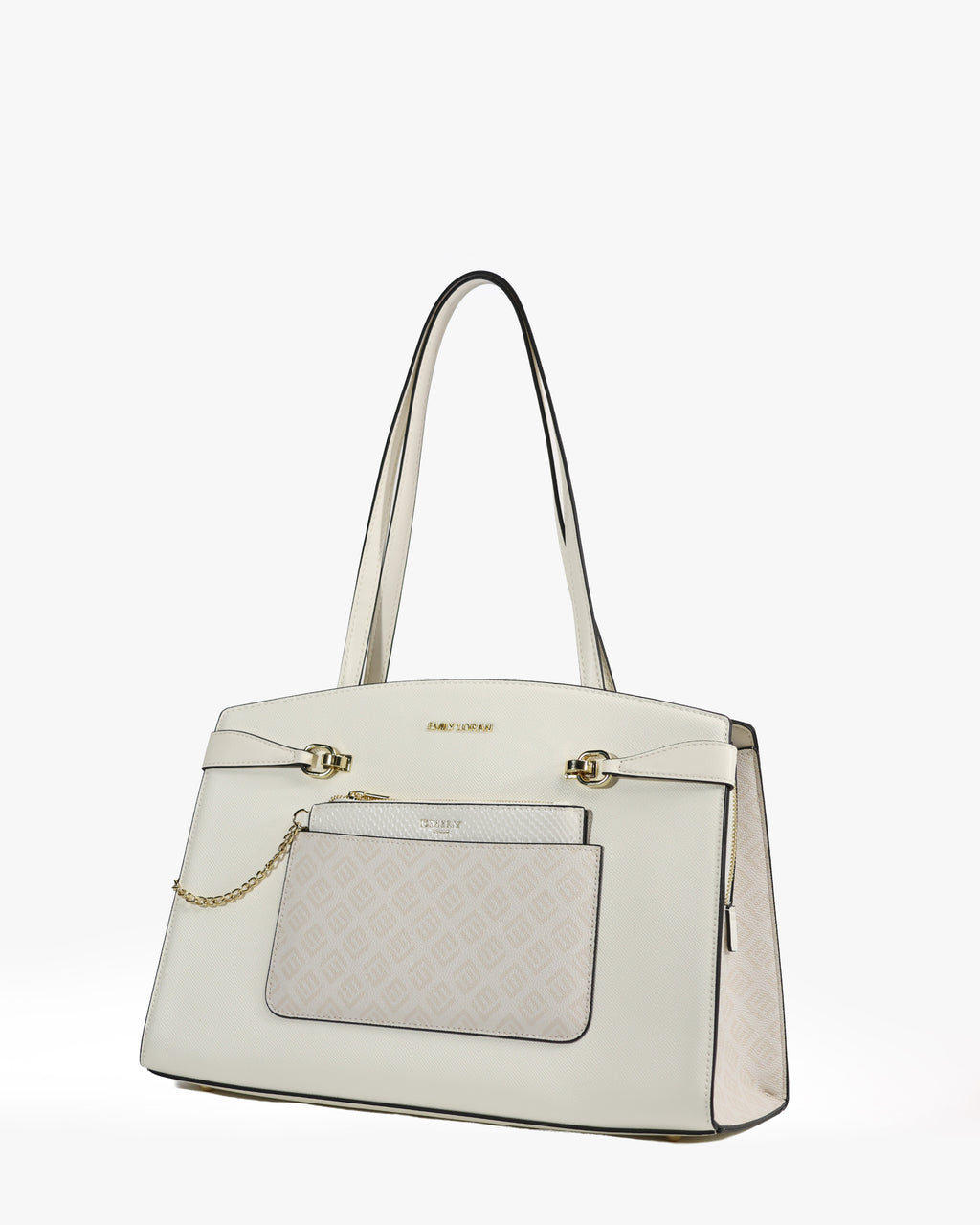 Isolde Tote — Belted Snake-Emboss Tote — White colorway, catalogue image 2