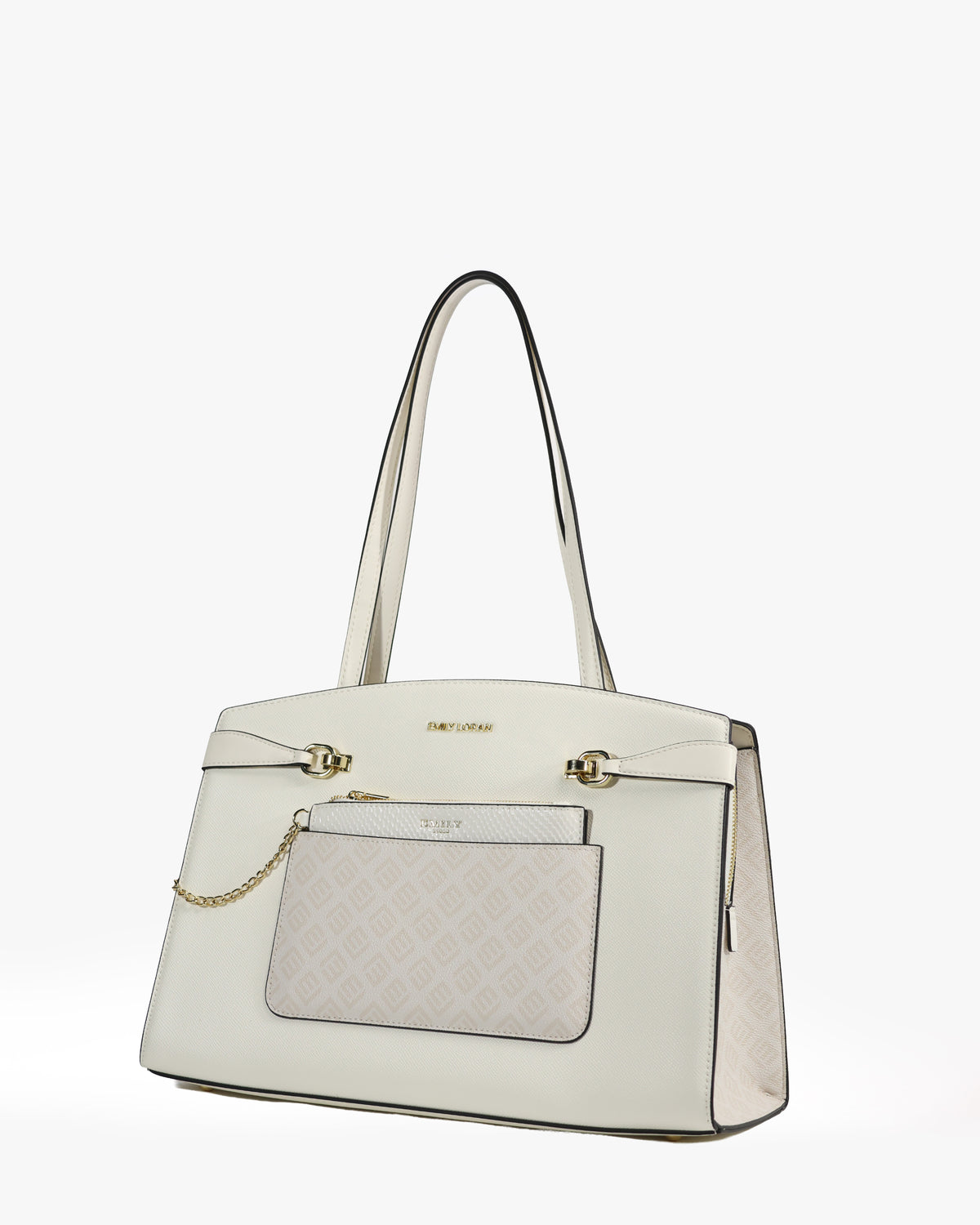 Isolde Tote — Belted Snake-Emboss Tote — White colorway, catalogue image 2