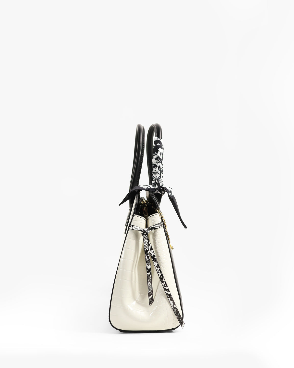 Sigrid Tote — Croc-Embossed Tote — White colorway, catalogue image 3