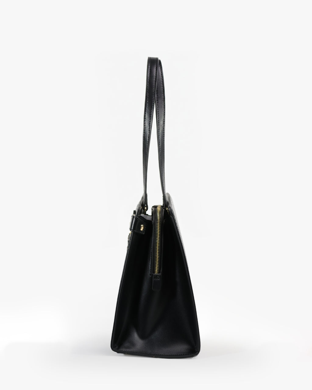 Isolde Tote — Belted Snake-Emboss Tote — Black colorway, catalogue image 3