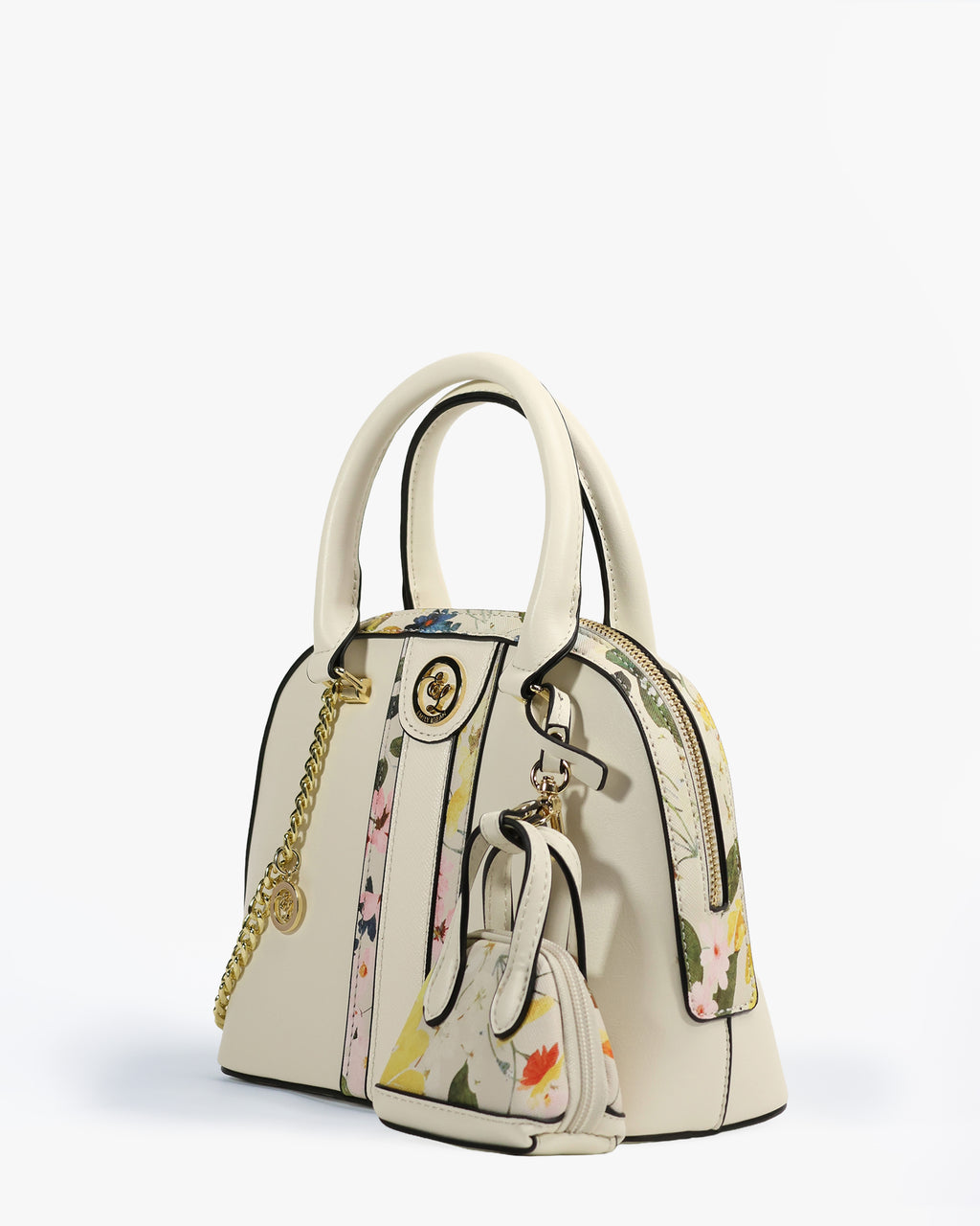 Mireya Dome Satchel — Floral Dome Satchel — White colorway, catalogue image 2
